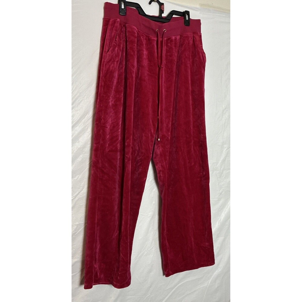 NEW Liz Claiborne Red Luxe Velour Pants Wide Leg Casual Holiday Womens Plus 2X - Picture 2 of 15